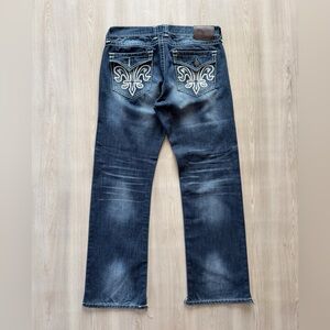 Vtg Y2K Archaic Premium Jeans Le Fleur Embroidered Sz 34